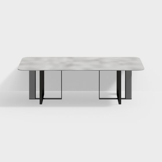 Urban Style Marble Coffee Table 3D Model – Sleek Marble & Metal