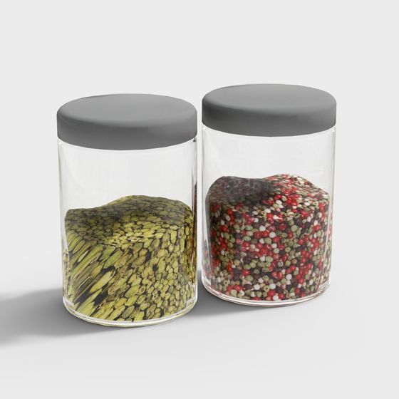 Stylish Spice Jars 3D Model for Cooking Scenes