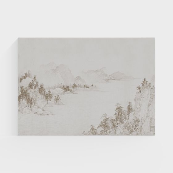 Ink Wash Mountains and Rivers 3D model
