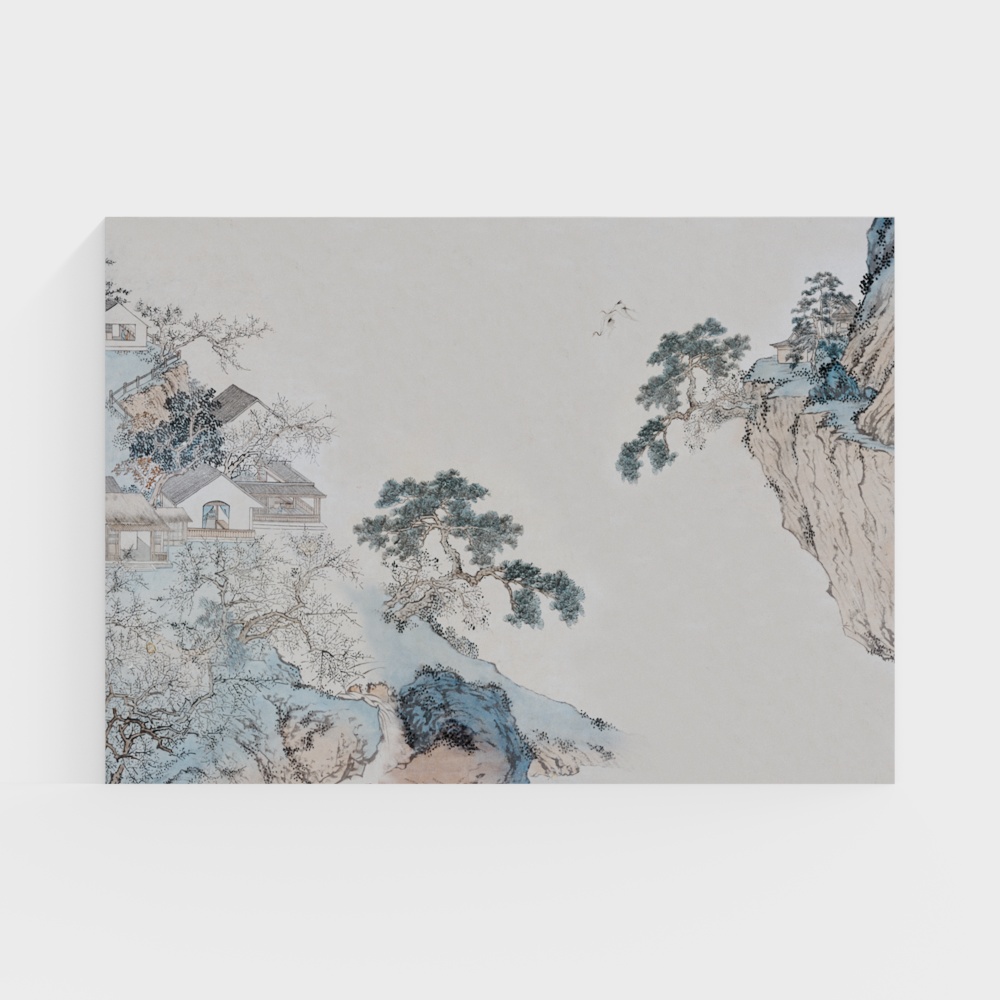 New High-end Atmospheric Wall Fabric Mural for Ireland, Chinese Hard Package Living Room Bedroom Headboard Sofa Background Wall Painting, Modern Landscape Painting 218