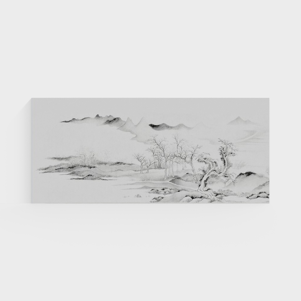 Ink Wash Mountain Landscape 3D Model