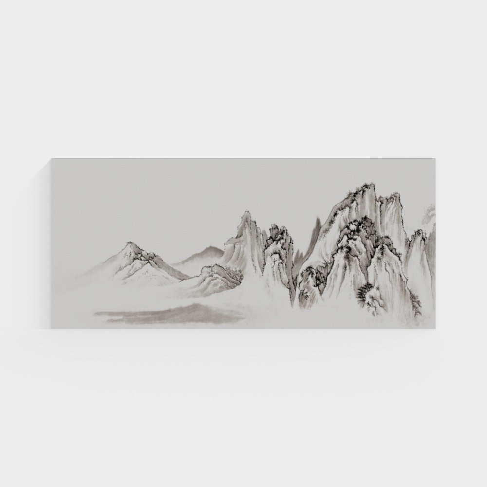 Ink Wash Mountain Scenery 3D model