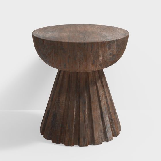 Retro Wooden Side Table 3D Model
