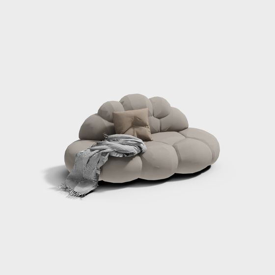 Cloud Sofa 3D Model – Modern Low-Poly Design