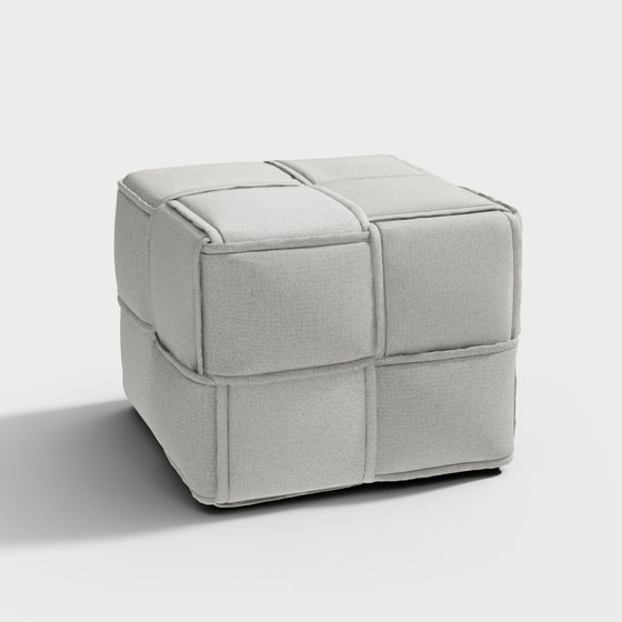 Stylish Cube Ottoman 3D model for Modern Spaces