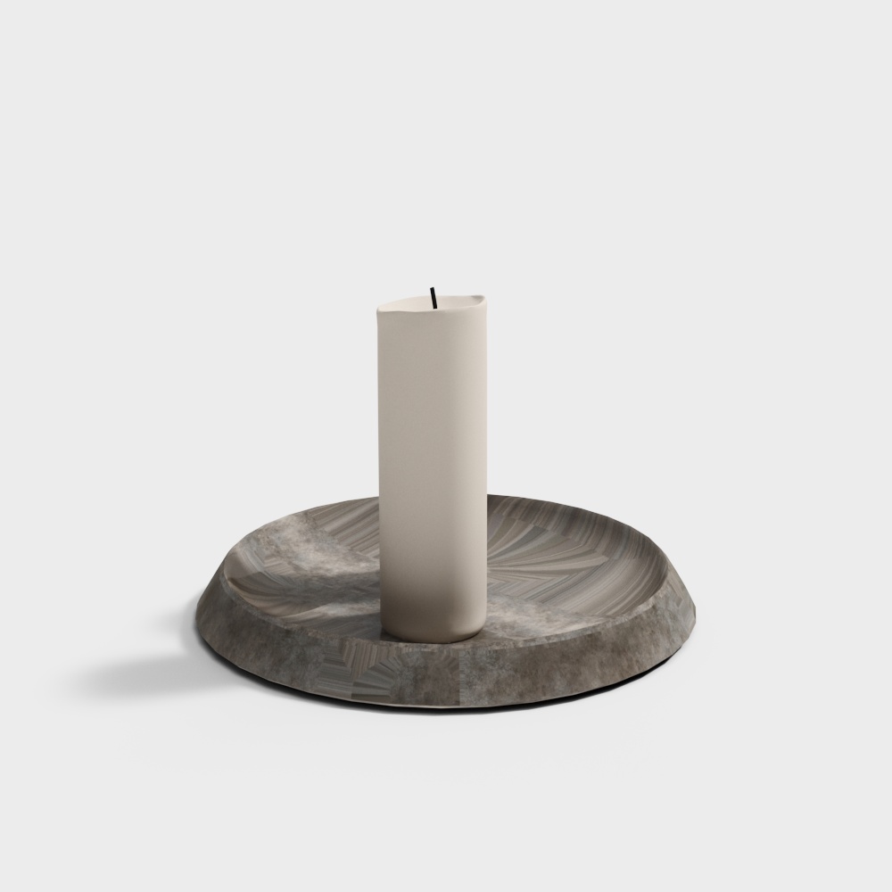 Modern Low-Poly Candle Holder 3D Model – Rustic Design