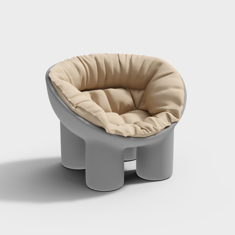 Elegant Curved Sofa Chair 3D model