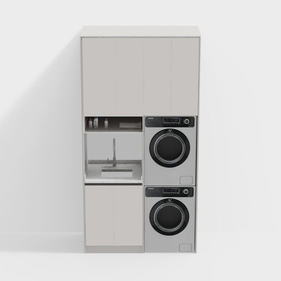 Elegant Laundry Cabinet 3D model for Contemporary Spaces