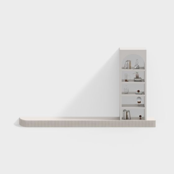 Sleek White TV Wall 3D Model