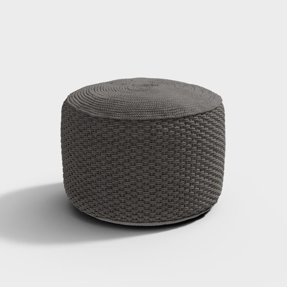 Elegant Woven Round Stool 3D model