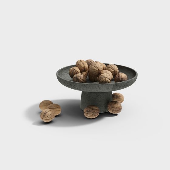 Realistic Walnut Bowl 3D Model