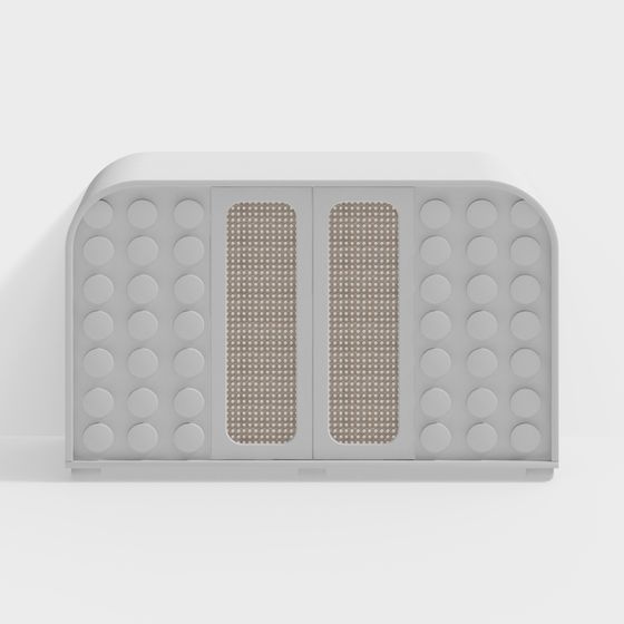 Futuristic Low-Poly Gray Cabinet 3D model