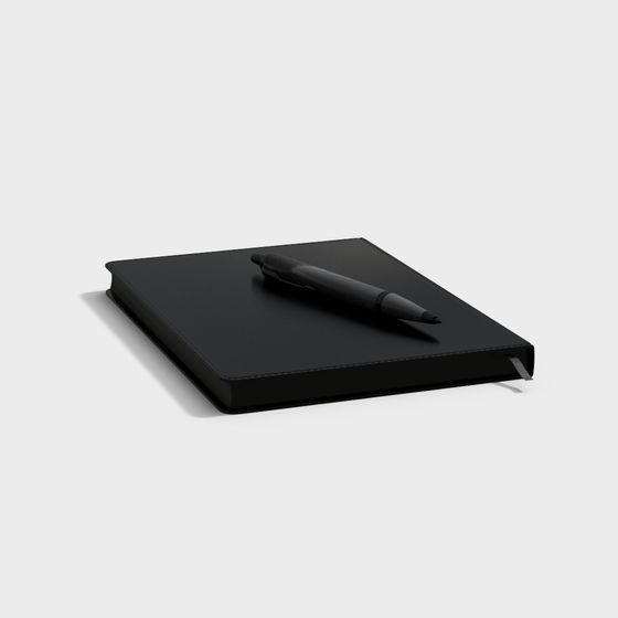 Black Notebook with Pen 3D model