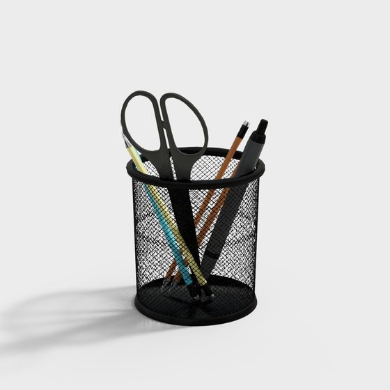 Chic Low-Poly Pencil Holder 3D model for Creative Spaces