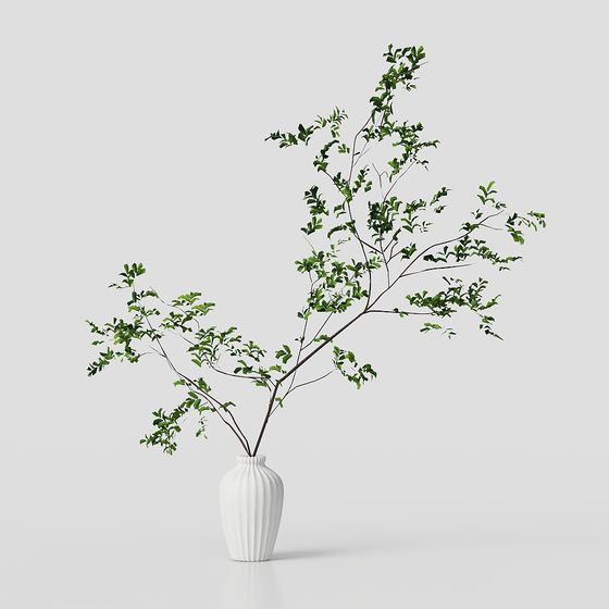Vibrant Low-Poly Tree Branch 3D Model for Creative Projects