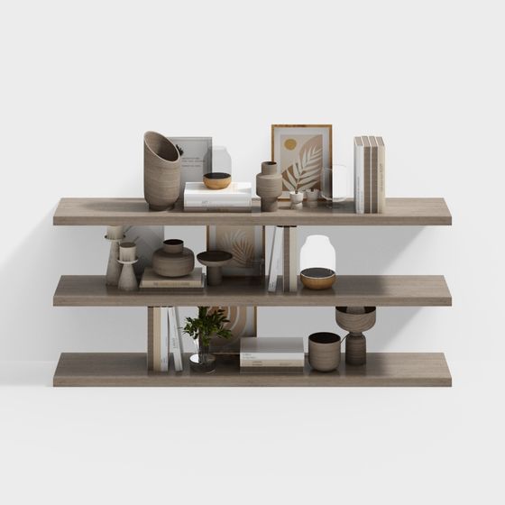 Wooden Bookshelf 3D model
