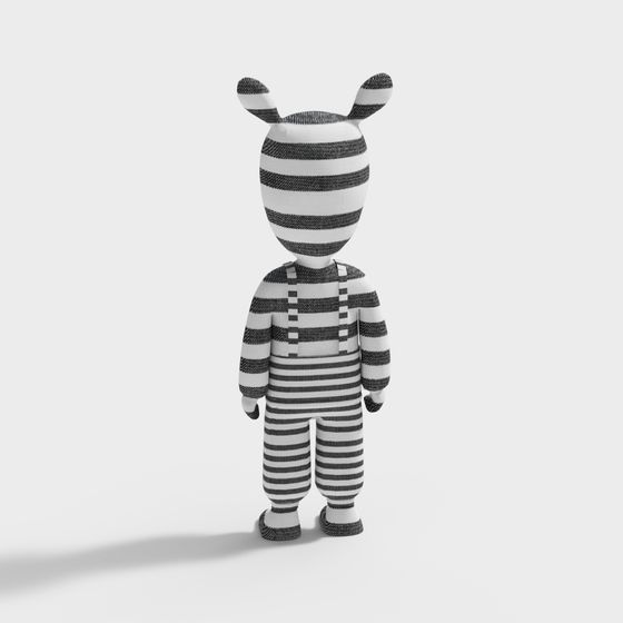 Charming Striped Clown 3D Model for Creative Projects