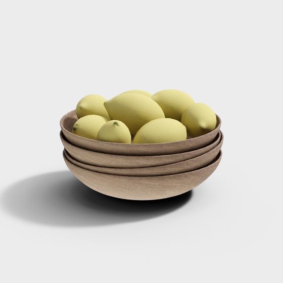 Wooden Fruit Bowl 3D model