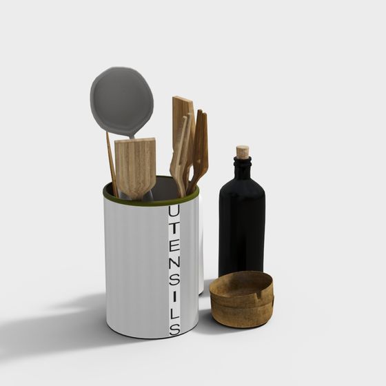 Stylish Low-Poly Kitchen Utensils 3D model
