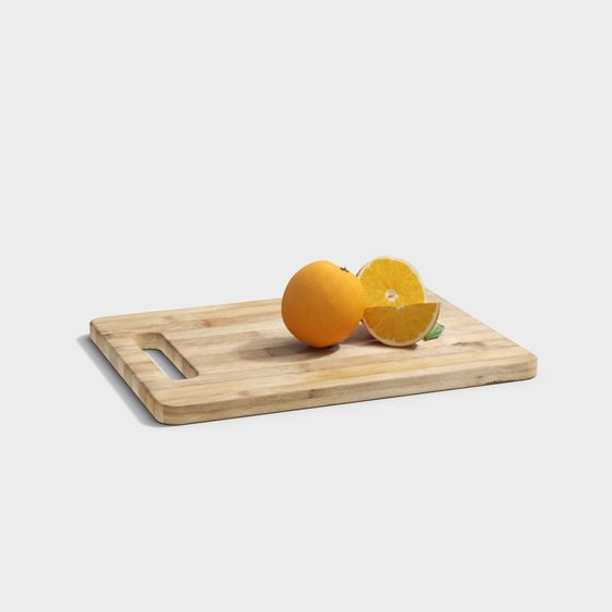 Sliced Orange with Cutting Board 3D model