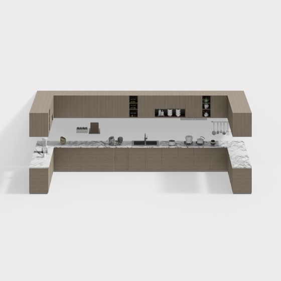 Stylish Low-Polygon Kitchen Design 3D model