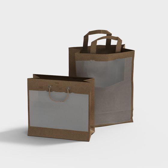 Stylish Low-Poly Shopping Bag 3D model
