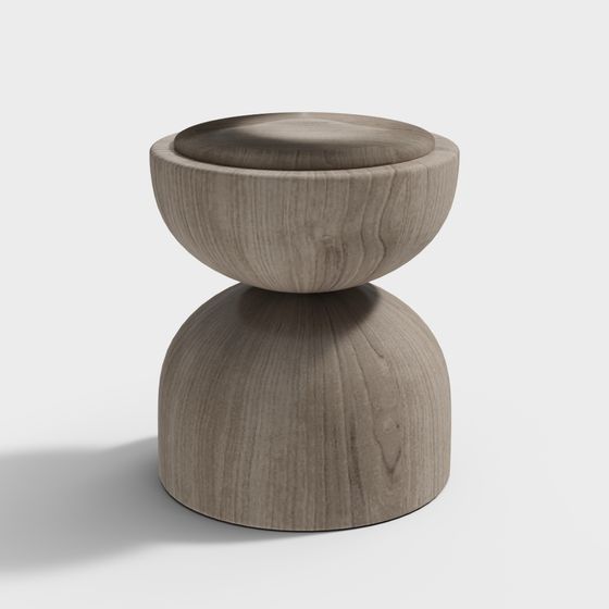 Elegant Wooden Round Stool 3D model for Versatile Use