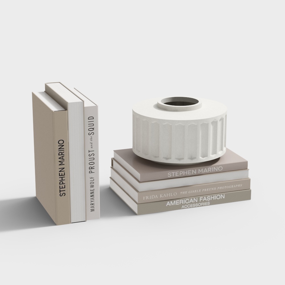 Minimalist Bookshelf with Decor 3D model