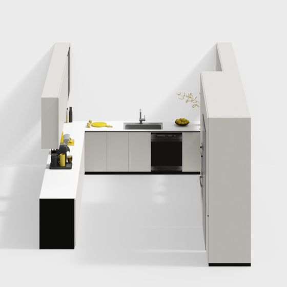 Stylish Low Poly Kitchen 3D Model for Creative Projects