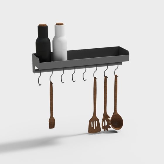 Stylish Kitchen Hook Rack 3D model for Creative Spaces