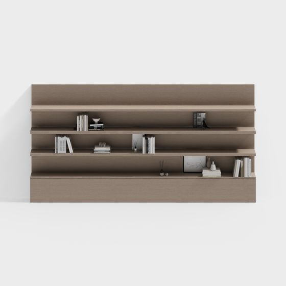 Low-Poly Warm Wood Bookshelf 3D model