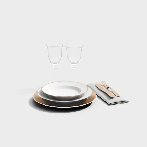 Elegant Tableware 3D Model for Modern Aesthetics