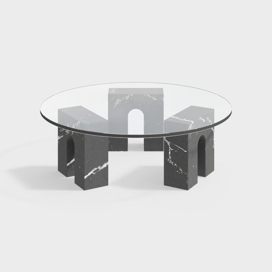 Urban Stone Column Round Table 3D model