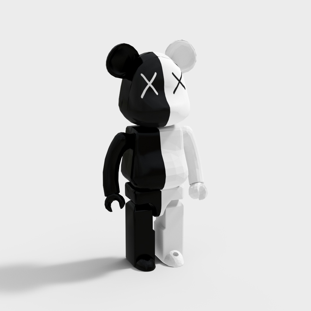 Low Poly Black and White Bear 3D model