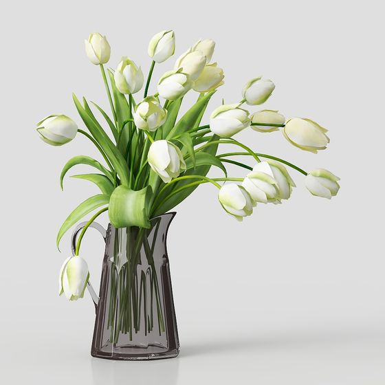 Elegant Tulip and Vase 3D model