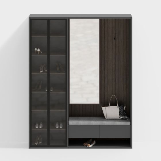 Stylish Low-Polygon Shoe Cabinet 3D model