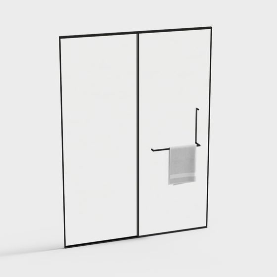 Minimalist Glass Shower Door 3D model