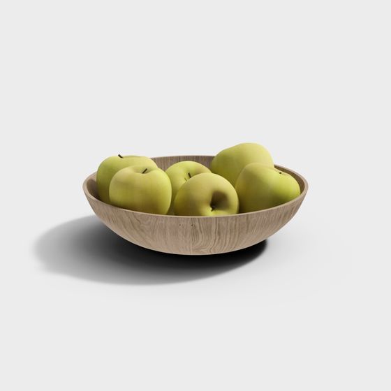 Wood Bowl with Apples 3D model