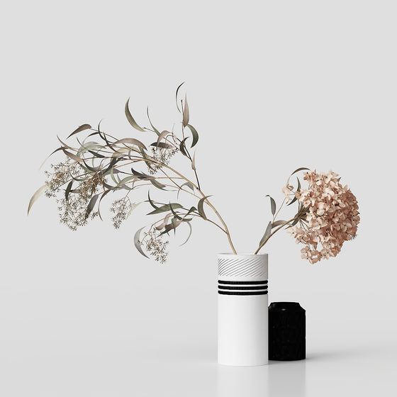 Minimalist Vase Arrangement 3D model