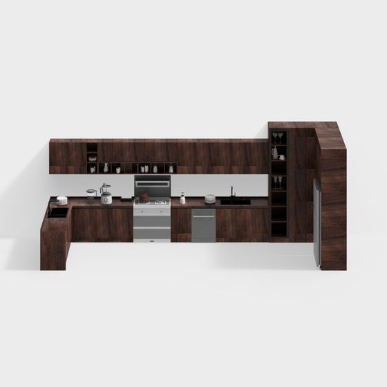 Elegant Low-Polygon Kitchen 3D model for Creative Projects