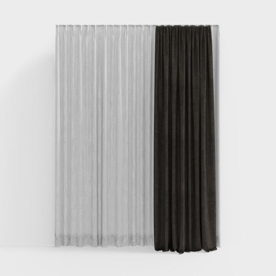 Elegant Curtain 3D model in Gray and Black