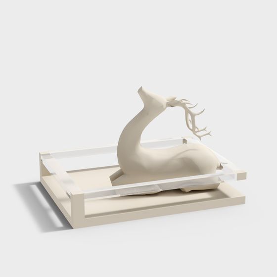 Elegant Low-Poly Reclining Deer 3D model