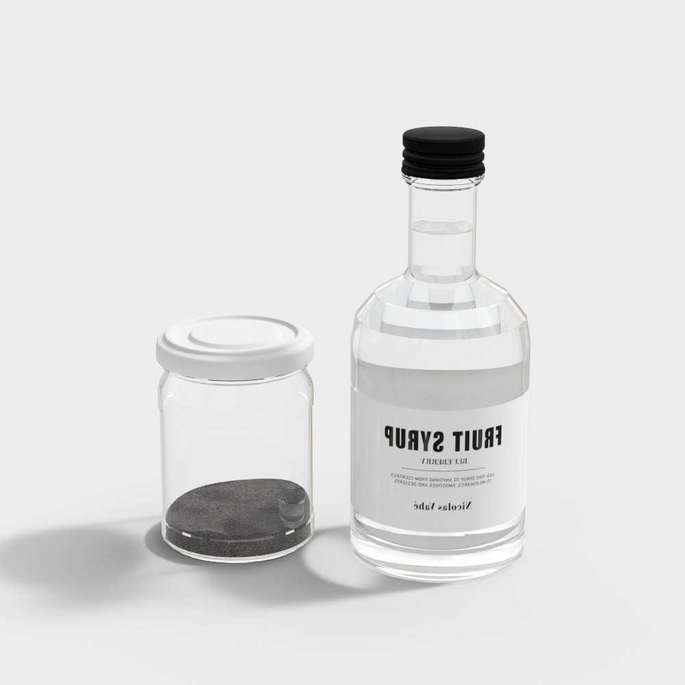 Minimalist Fruit Syrup Bottle & Jar 3D model