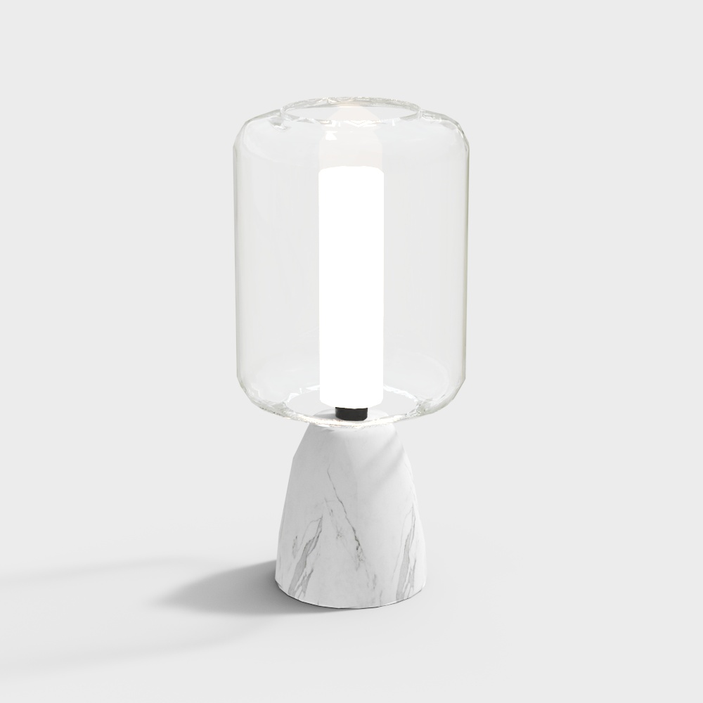 Elegant Modern Table Lamp 3D Model – Translucent Glass Shade