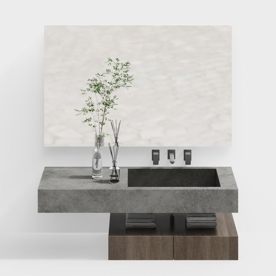 Modern Minimalist Bathroom Vanity 3D model