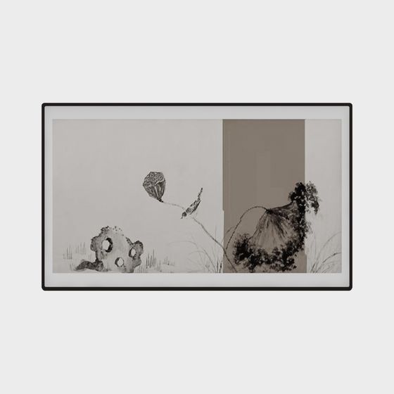 Ink Wash Floral and Bird 3D Model