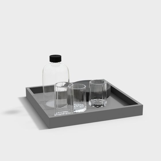 Elegant Low-Polygon Tray Set 3D model