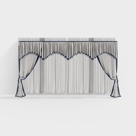 Elegant 3D Curtain Model with Vintage and Modern Design