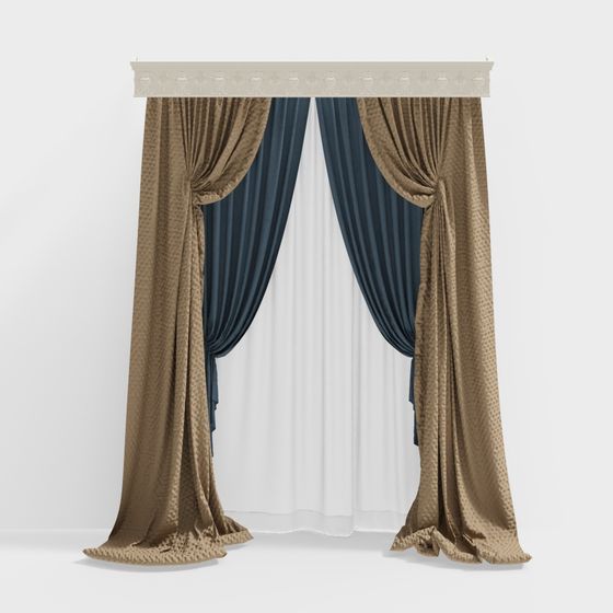 Elegant Low-Poly Curtain 3D model