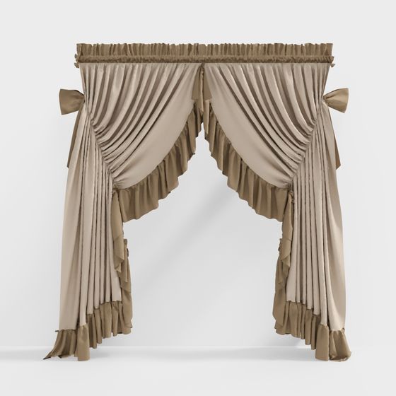 Elegant Vintage Curtain 3D model with High Detail